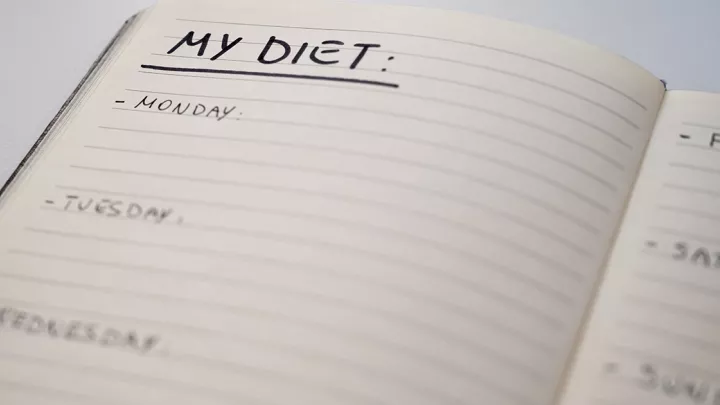 Notebook with heading that says "My Diet"