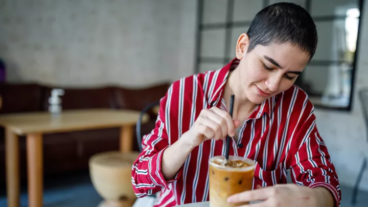 Woman drinking coffee