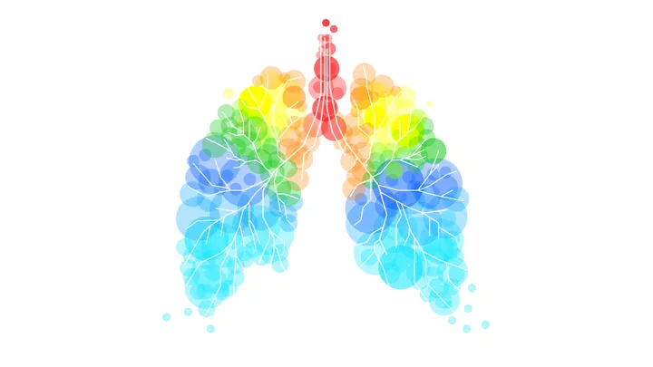 Artistic image of lungs in rainbow colors