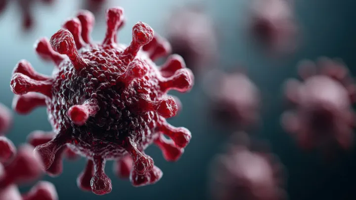 An illustration of a hantavirus particle. 