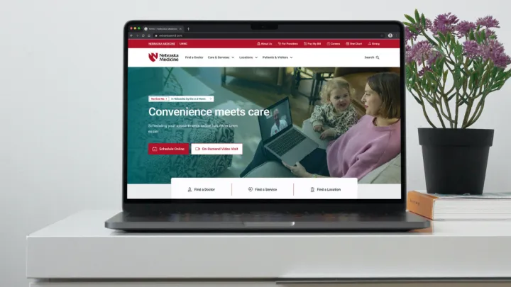 NebraskaMed.com homepage on laptop