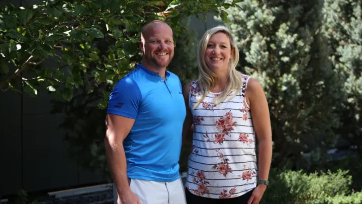 Patient Julie Jewell with her husband, Matthew Tacha