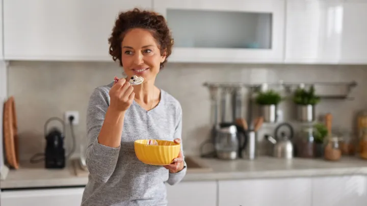 Woman eating oatmeal