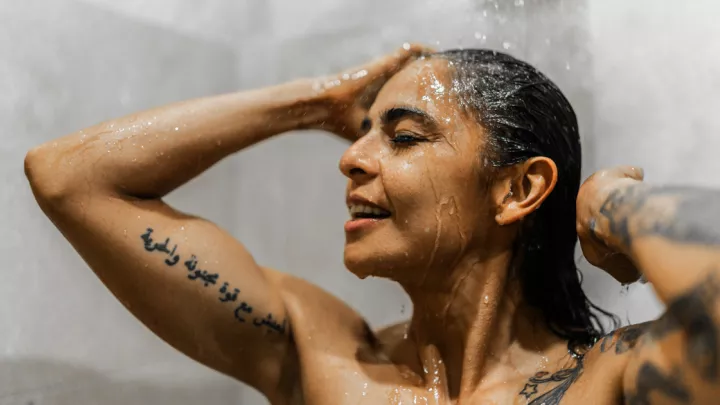 Woman washing her hair