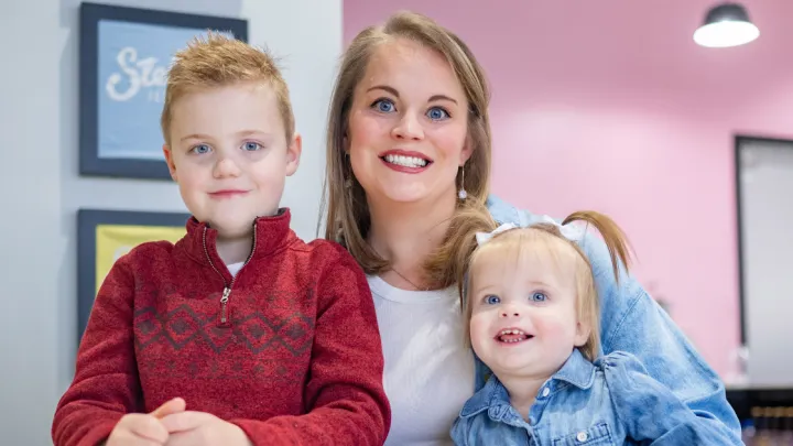 Kelsie Lathrop and her two children relaxing at Stella's Ice Cream in Elkhorn