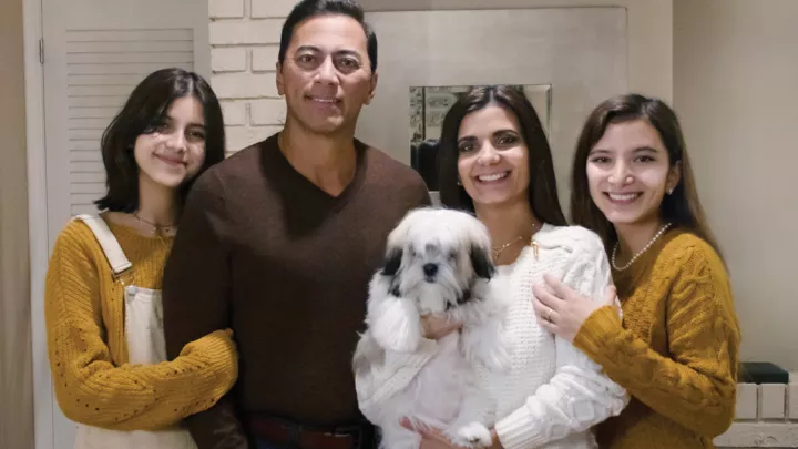 The Calero-Anthis family: Arianna, Ron, Eleni, Veronica and sweet pup Clay