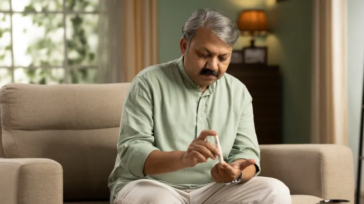 Man taking his blood sugar